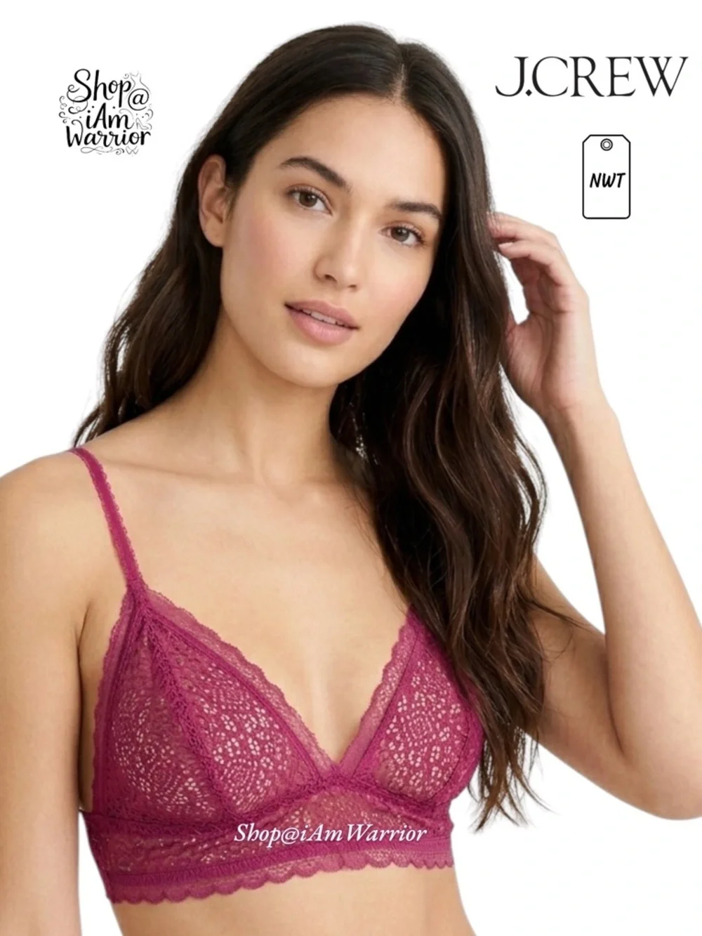 J.Crew NWT raspberry pink lace bralette *shop@iamwarrior